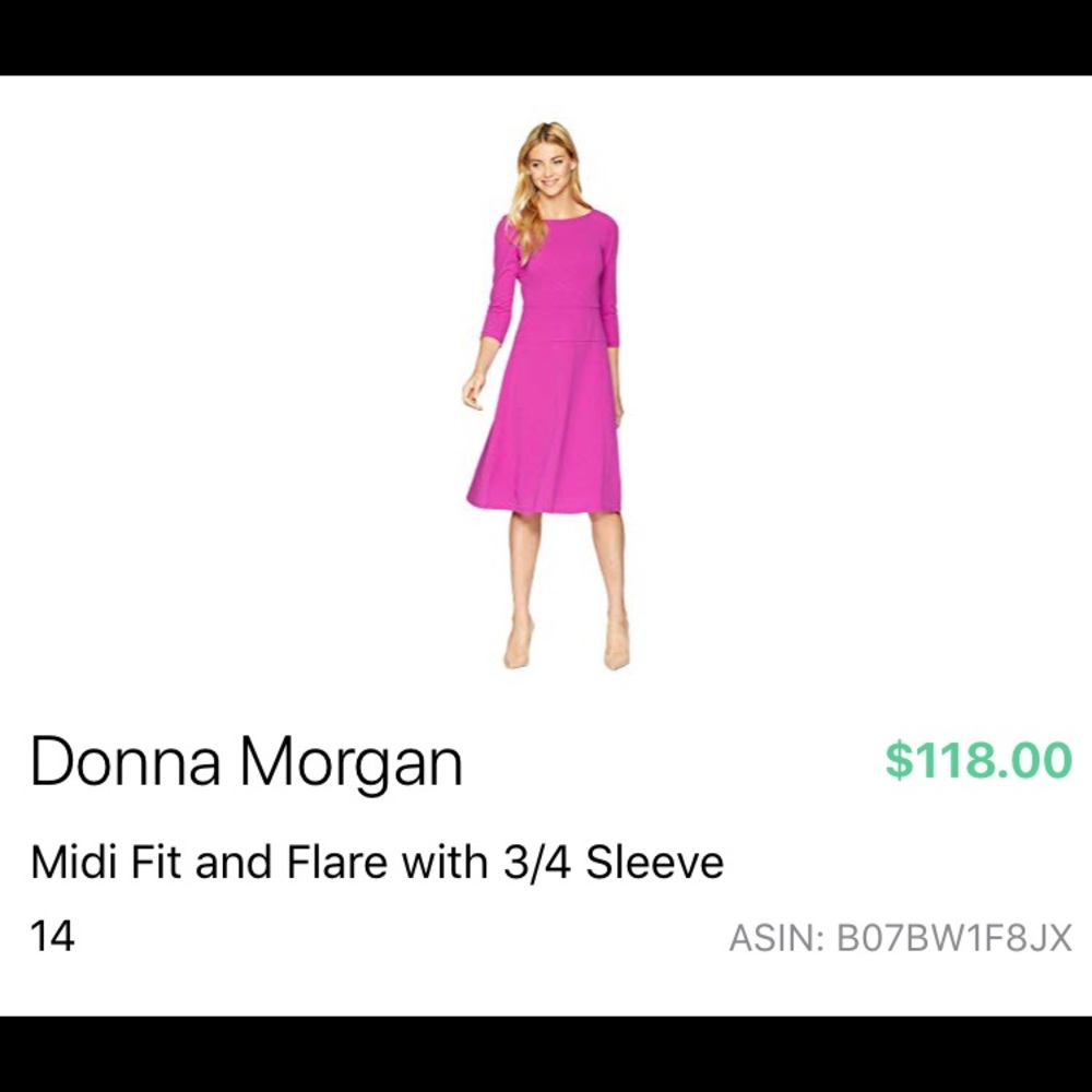 3/4 Sleeve, Tea Length Donna Morgan pink dress